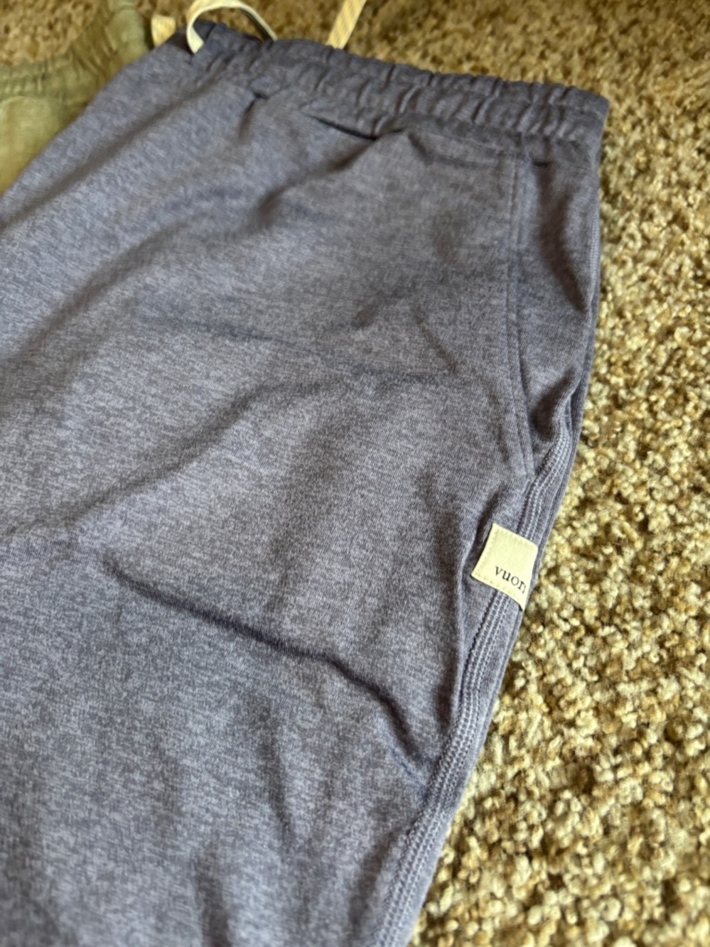 Vuori Three-Pack Pull-On Jogger Pants in Olive, Purple and Beige - Picture 3 of 7